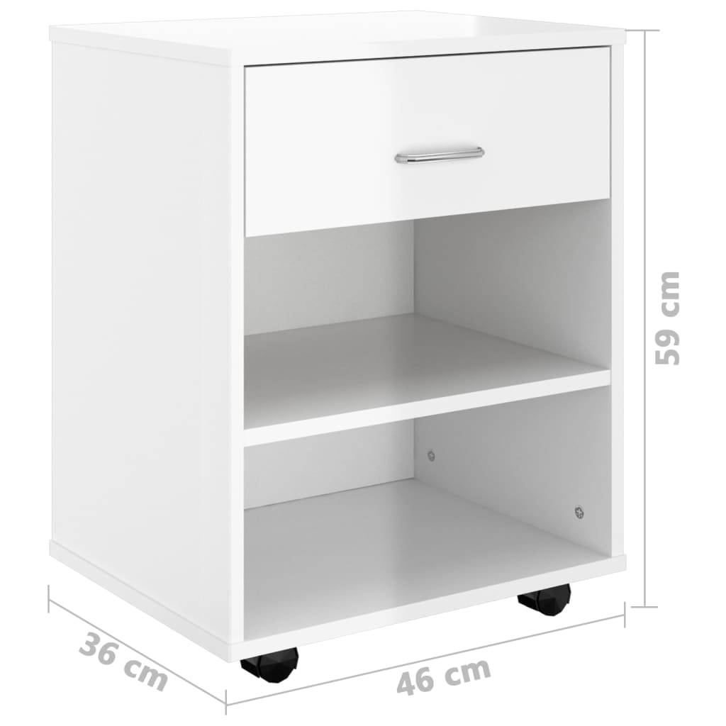 Rollschrank Hochglanz-Weiß 46x36x59 cm Holzwerkstoff - Pazzar.ch