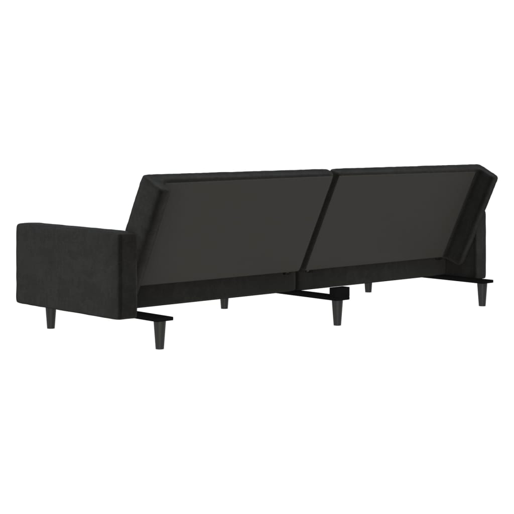 Schlafsofa 2-Sitzer Schwarz Samt - Pazzar.ch