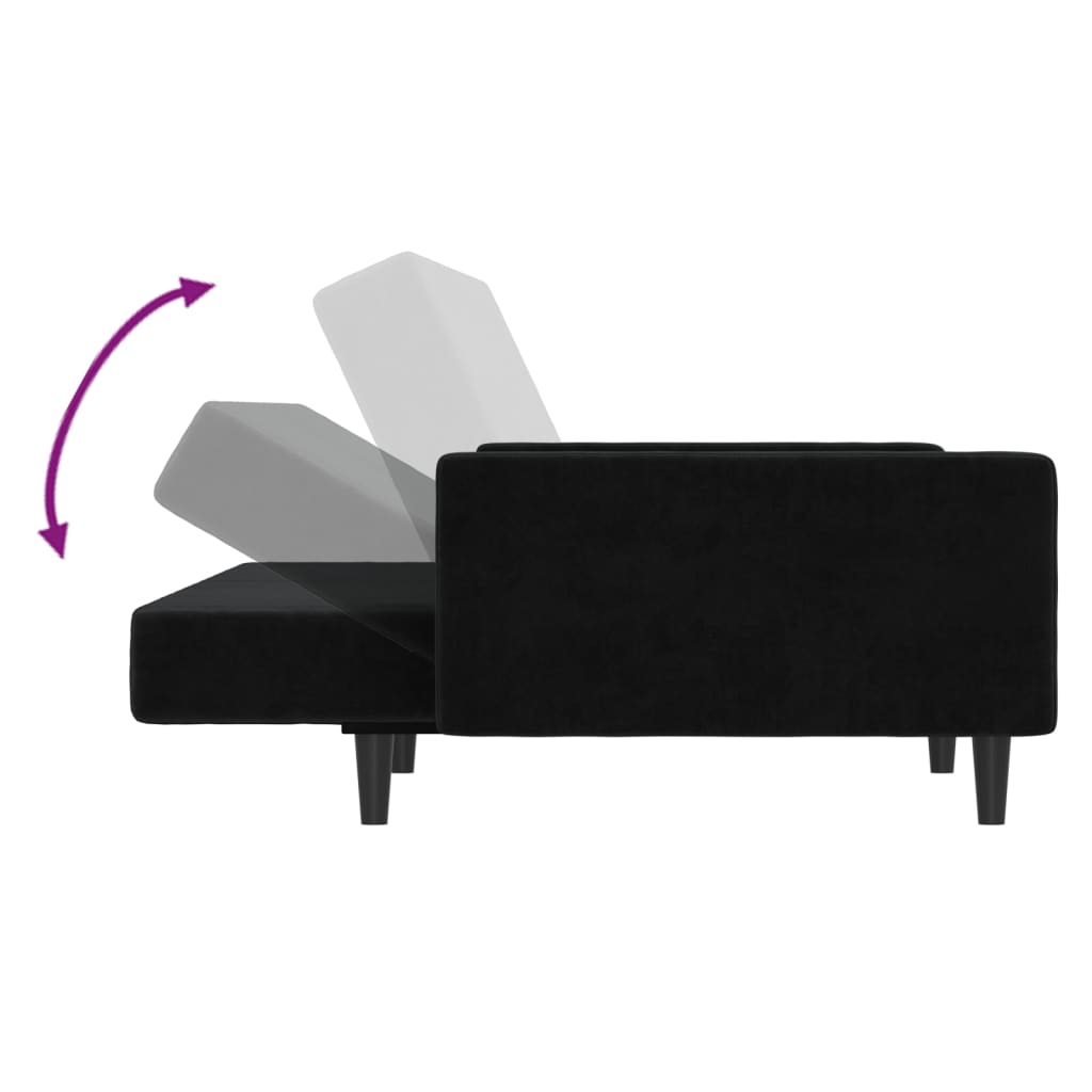 Schlafsofa 2-Sitzer Schwarz Samt - Pazzar.ch