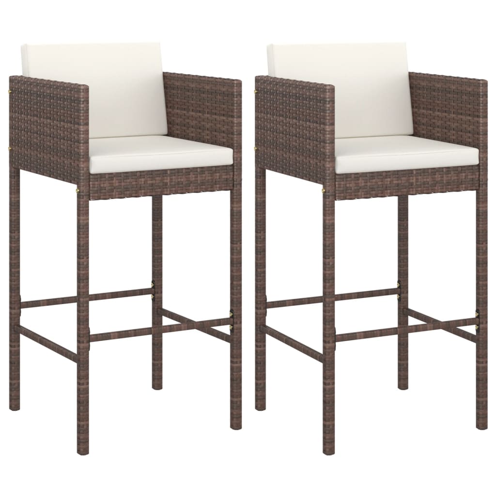 Barhocker 2 Stk. mit Kissen Braun Poly Rattan - Pazzar.ch