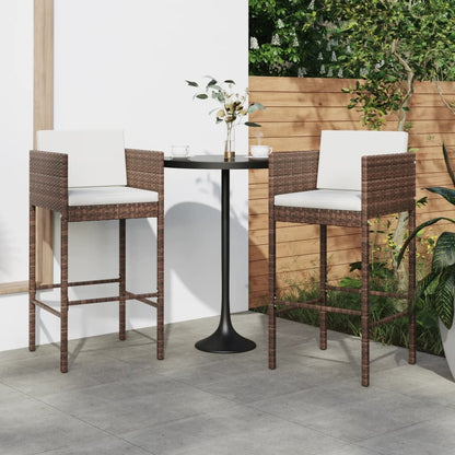 Barhocker 2 Stk. mit Kissen Braun Poly Rattan - Pazzar.ch