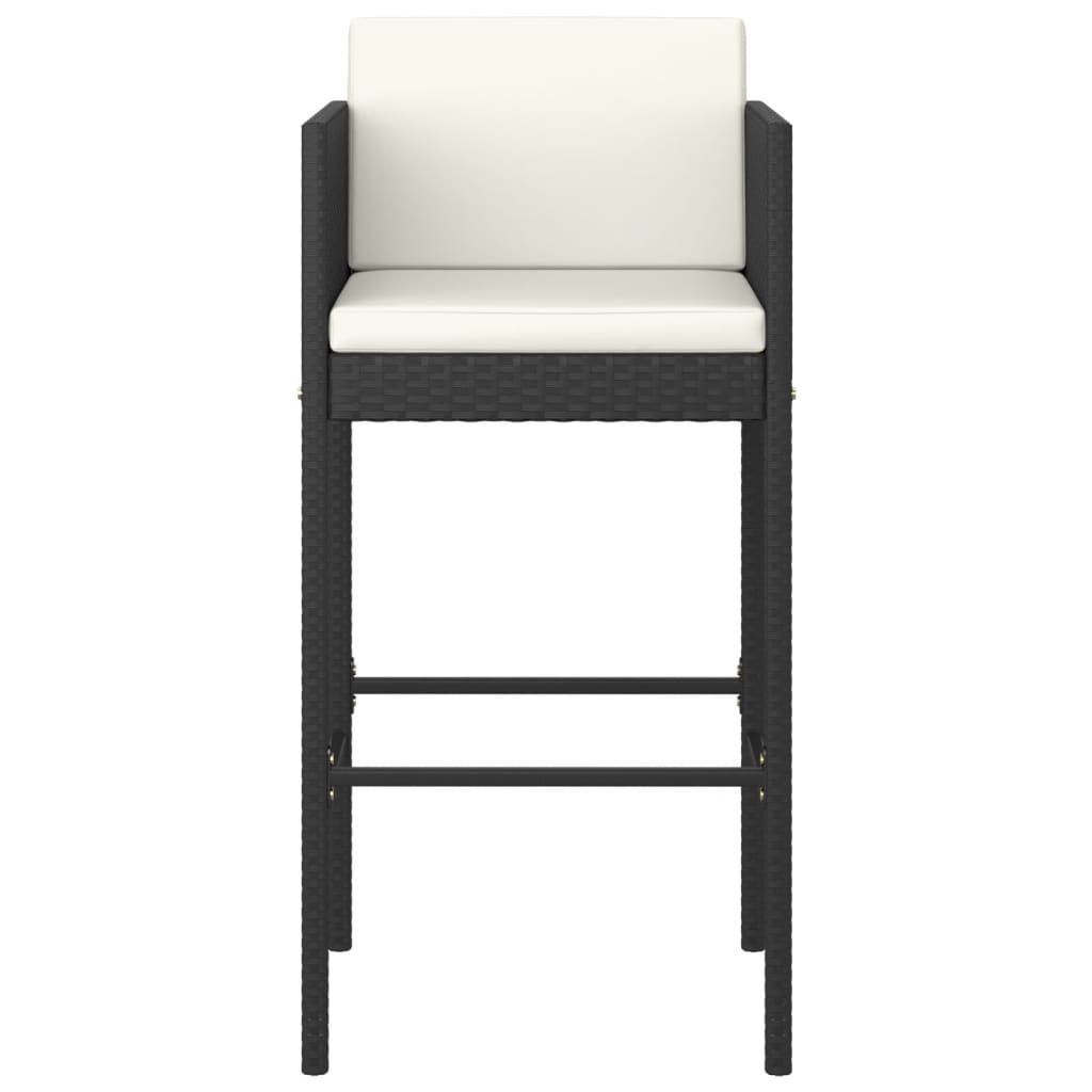 Barhocker 2 Stk. mit Kissen Schwarz Poly Rattan - Pazzar.ch