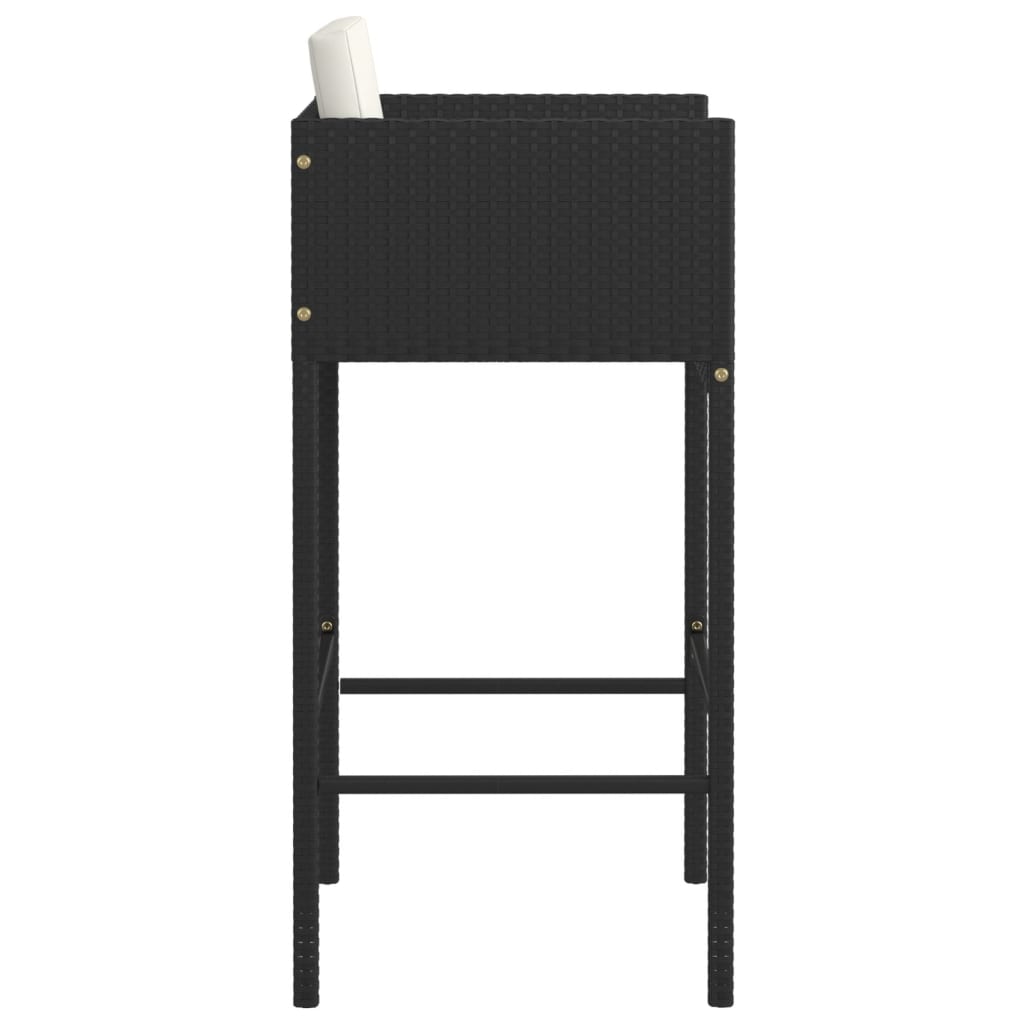 Barhocker 2 Stk. mit Kissen Schwarz Poly Rattan - Pazzar.ch