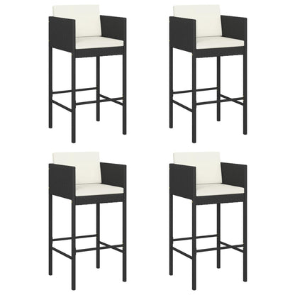 Barhocker 4 Stk. mit Kissen Schwarz Poly Rattan - Pazzar.ch