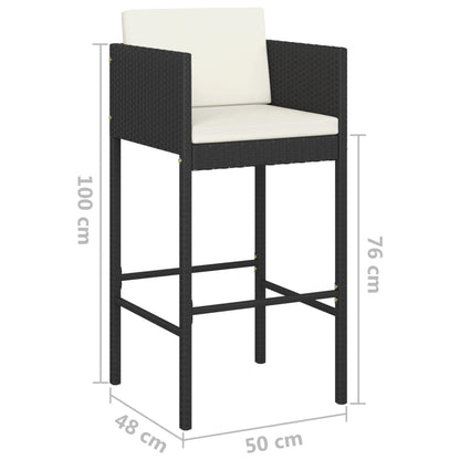 Barhocker 4 Stk. mit Kissen Schwarz Poly Rattan - Pazzar.ch