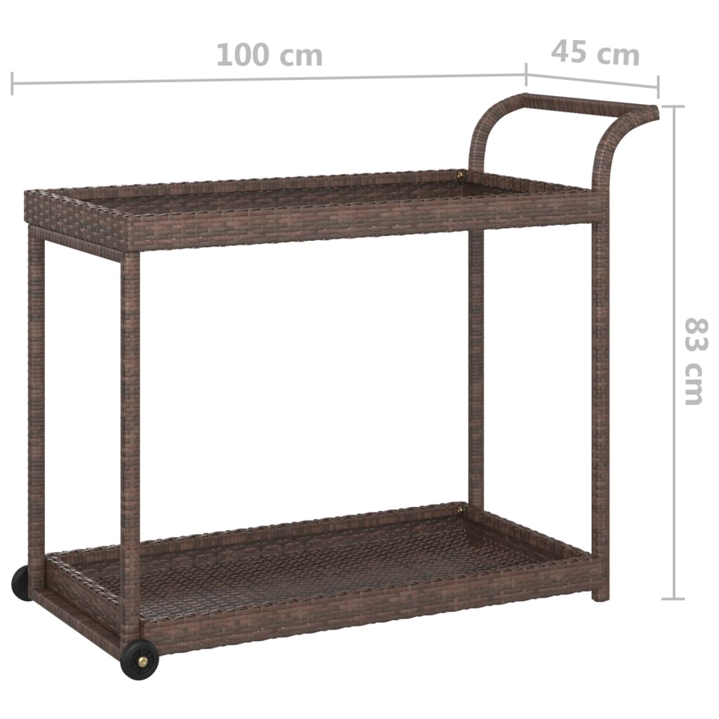 Barwagen Braun 100x45x83 cm Poly Rattan - Pazzar.ch