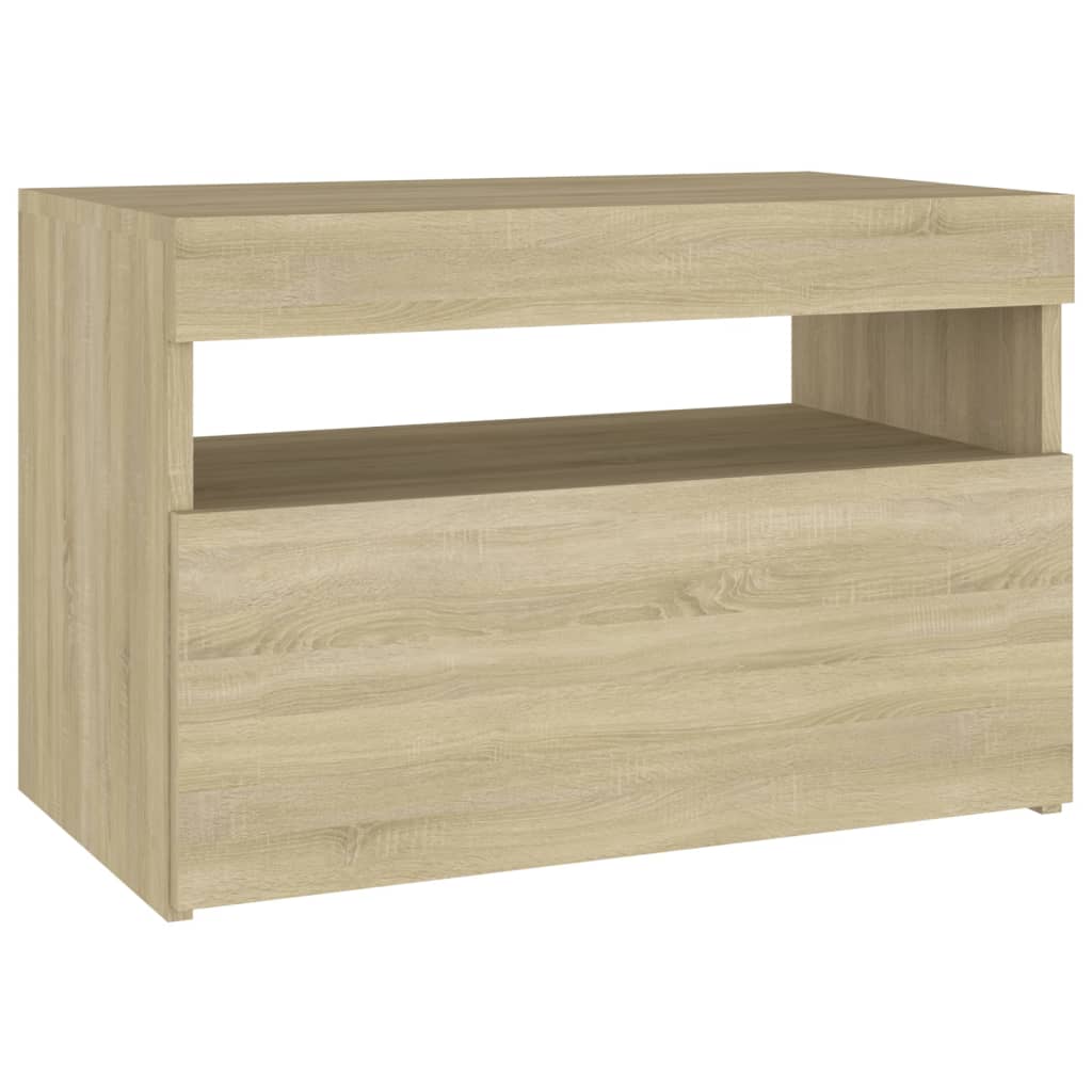 Nachttische mit LED-Leuchten 2 Stk. Sonoma-Eiche 60x35x40 cm - Pazzar.ch