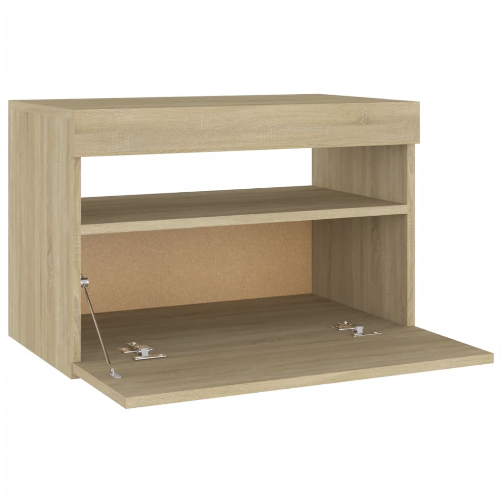 Nachttische mit LED-Leuchten 2 Stk. Sonoma-Eiche 60x35x40 cm - Pazzar.ch