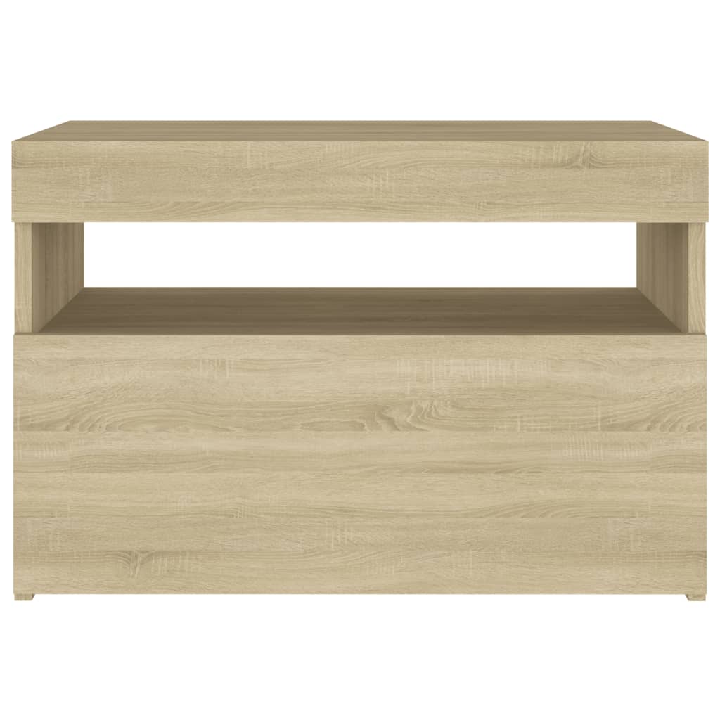Nachttische mit LED-Leuchten 2 Stk. Sonoma-Eiche 60x35x40 cm - Pazzar.ch