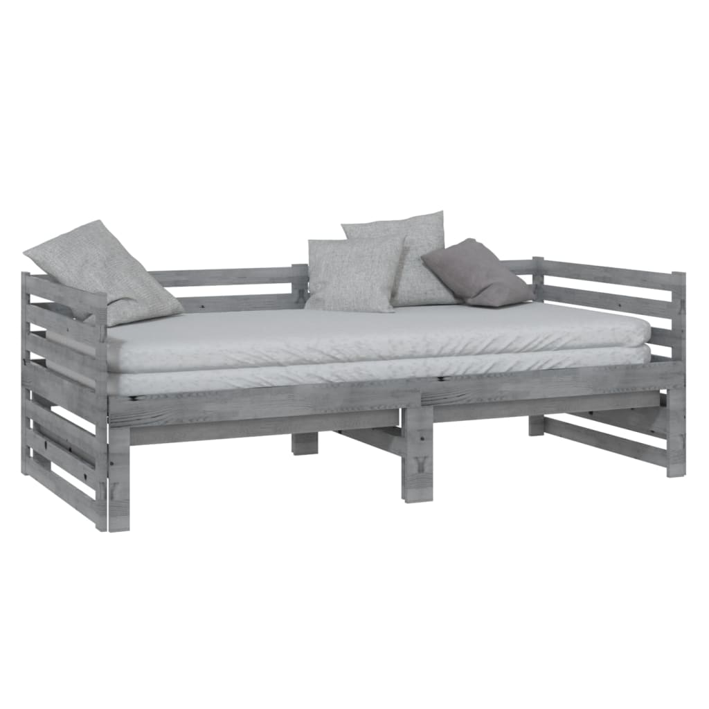 Tagesbett Ausziehbar Grau Kiefer Massivholz 2x(90x200) cm - Pazzar.ch