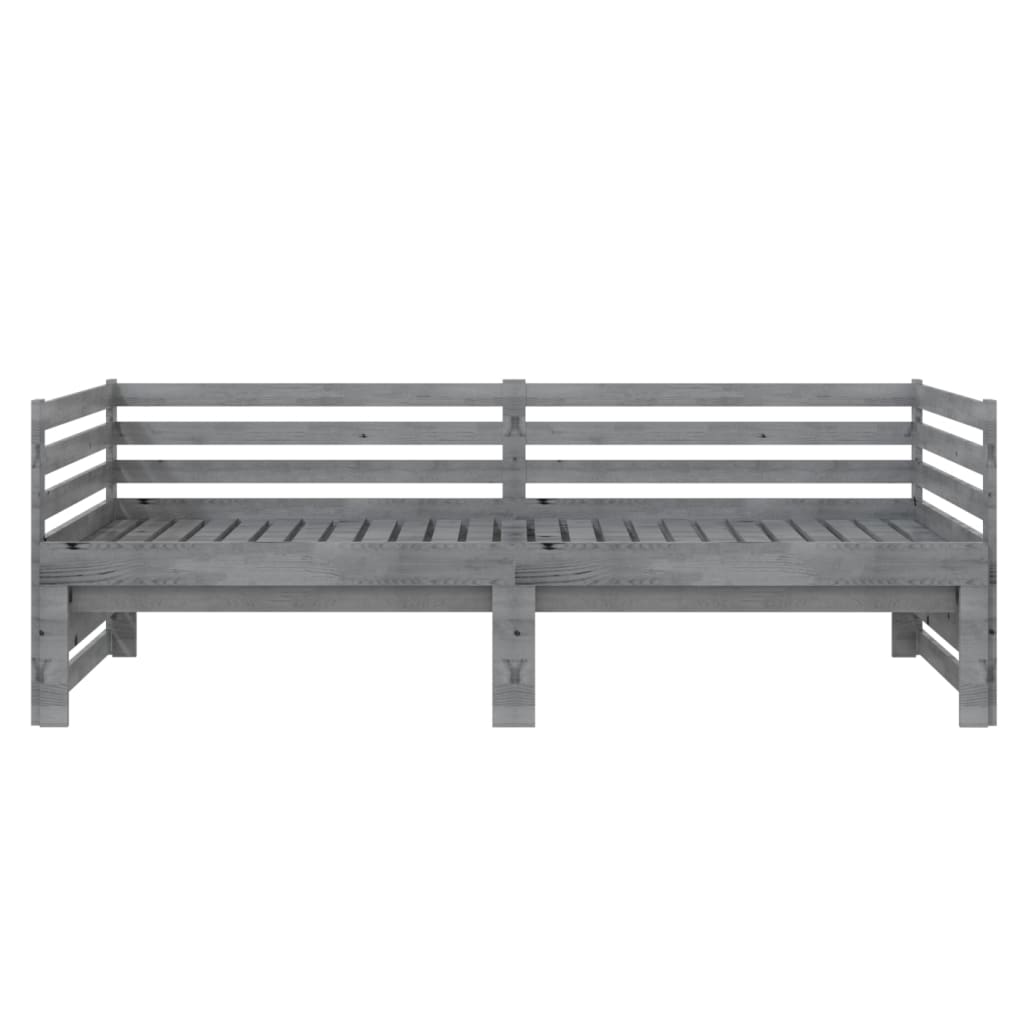 Tagesbett Ausziehbar Grau Kiefer Massivholz 2x(90x200) cm - Pazzar.ch