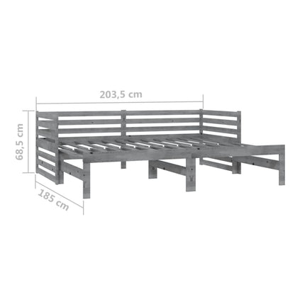 Tagesbett Ausziehbar Grau Kiefer Massivholz 2x(90x200) cm - Pazzar.ch