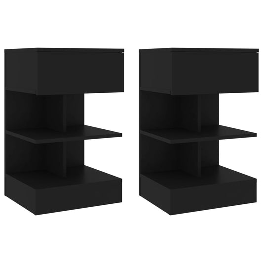 Nachttische 2 Stk. Schwarz 40x35x65 cm - Pazzar.ch