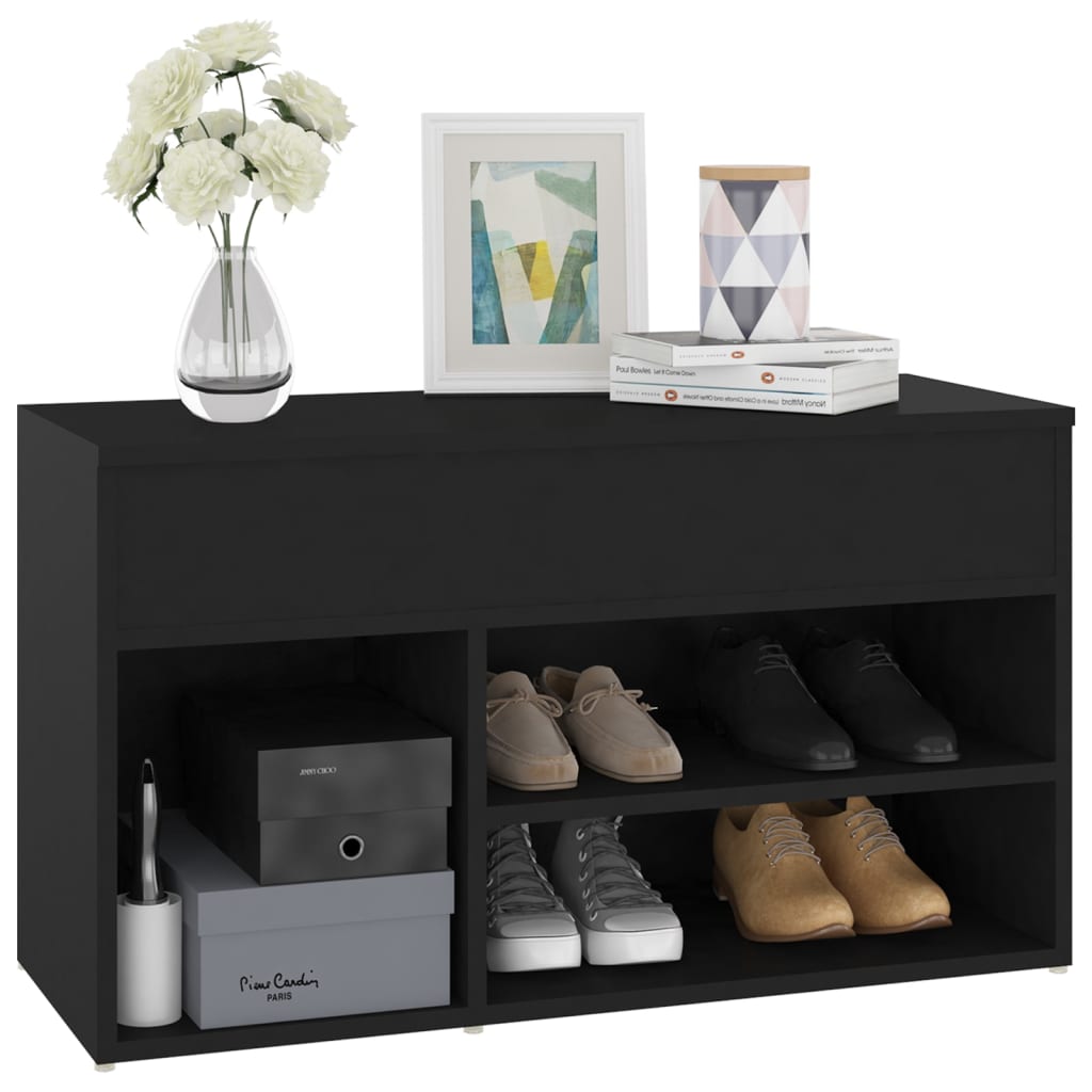 Schuhbank Schwarz 80x30x45 cm Holzwerkstoff - Pazzar.ch