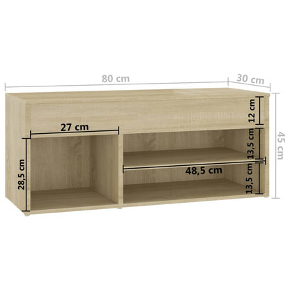 Schuhbank Sonoma-Eiche 80x30x45 cm Holzwerkstoff - Pazzar.ch
