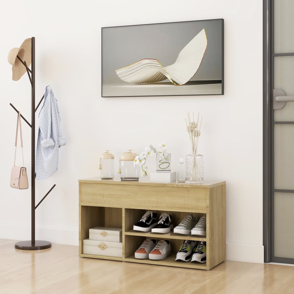 Schuhbank Sonoma-Eiche 80x30x45 cm Holzwerkstoff - Pazzar.ch