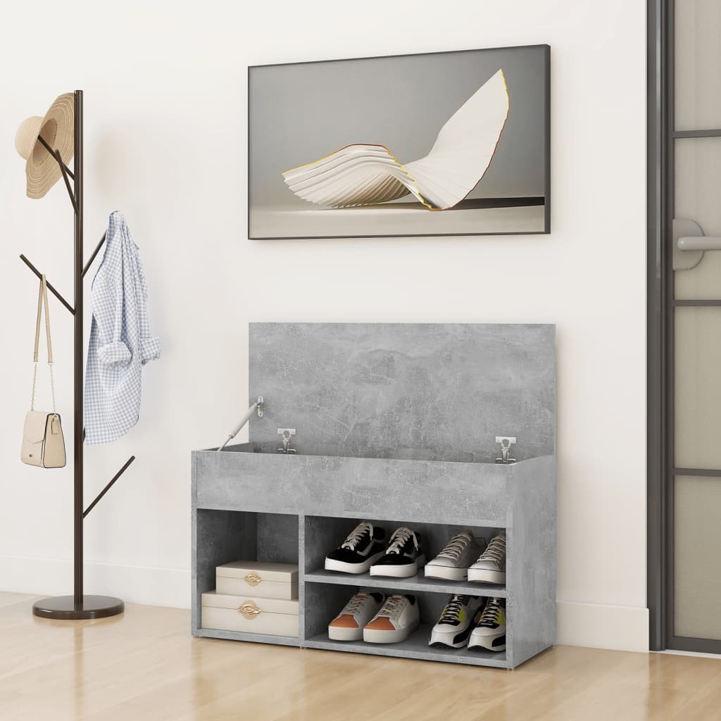 Schuhbank Betongrau 80x30x45 cm Holzwerkstoff - Pazzar.ch