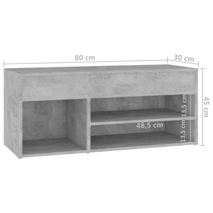 Schuhbank Betongrau 80x30x45 cm Holzwerkstoff - Pazzar.ch