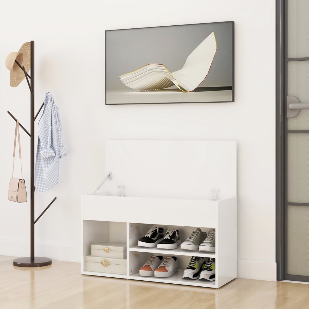 Schuhbank Hochglanz-Weiß 80x30x45 cm Holzwerkstoff - Pazzar.ch