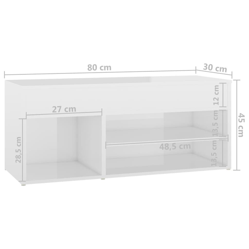 Schuhbank Hochglanz-Weiß 80x30x45 cm Holzwerkstoff - Pazzar.ch