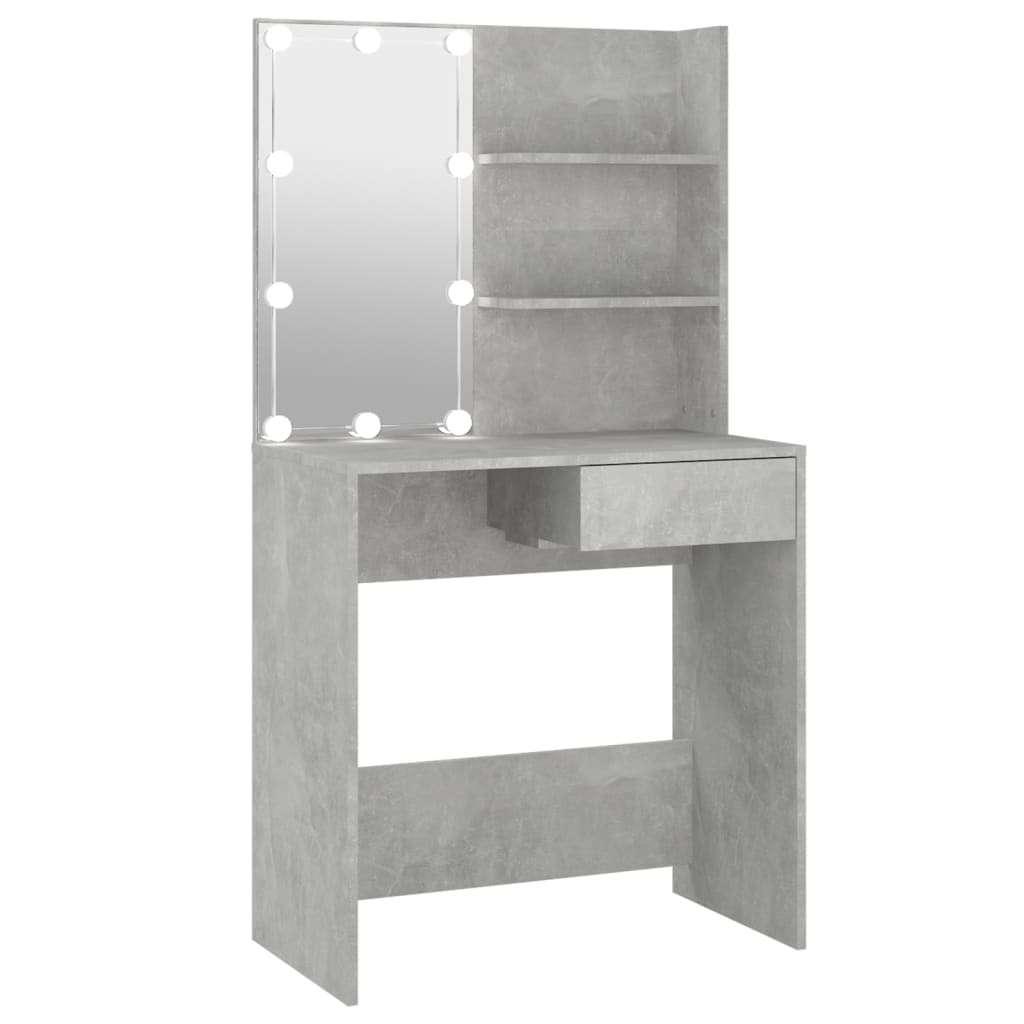 Schminktisch mit LED Betongrau 74,5x40x141 cm - Pazzar.ch