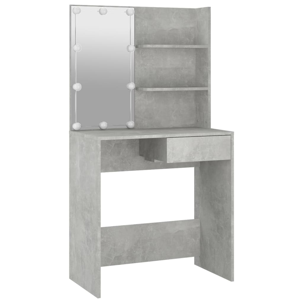 Schminktisch mit LED Betongrau 74,5x40x141 cm - Pazzar.ch