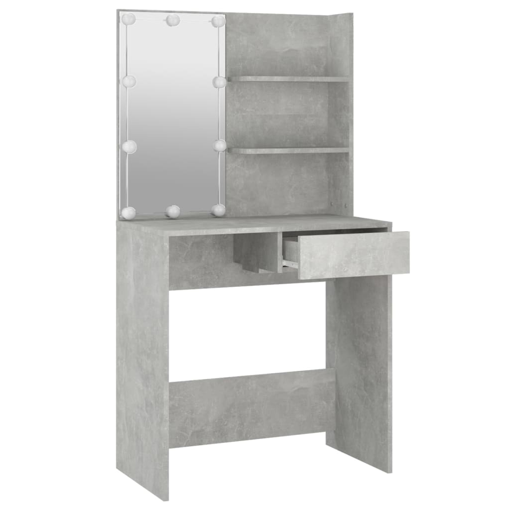 Schminktisch mit LED Betongrau 74,5x40x141 cm - Pazzar.ch