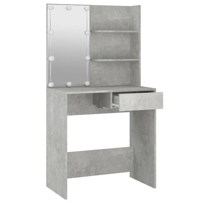 Schminktisch mit LED Betongrau 74,5x40x141 cm - Pazzar.ch