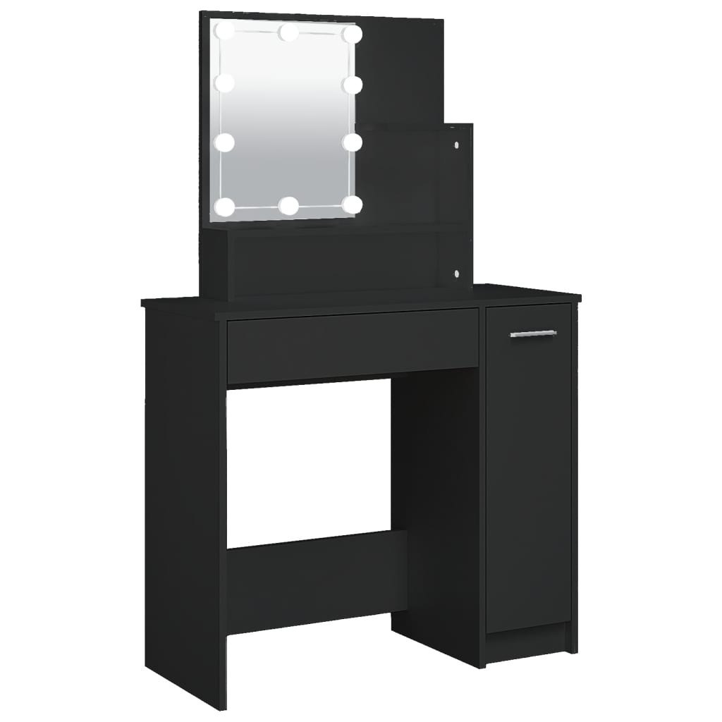 Schminktisch mit LED Schwarz 86,5x35x136 cm - Pazzar.ch