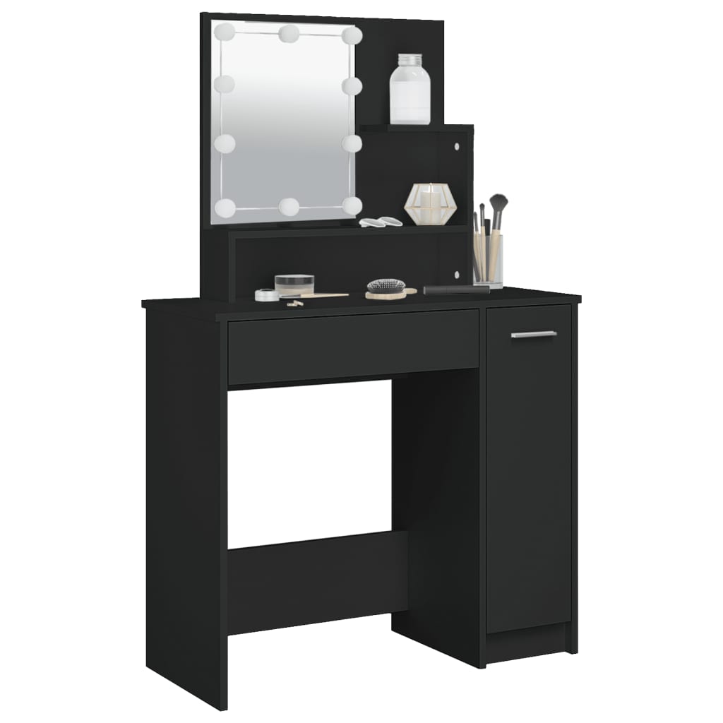 Schminktisch mit LED Schwarz 86,5x35x136 cm - Pazzar.ch