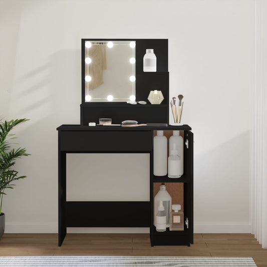 Schminktisch mit LED Schwarz 86,5x35x136 cm - Pazzar.ch