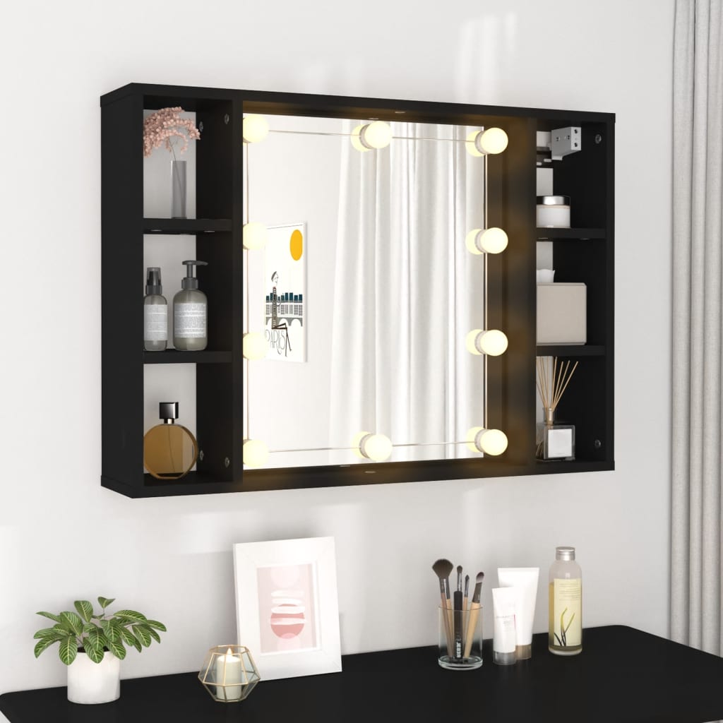 Spiegelschrank mit LED Schwarz 76x15x55 cm - Pazzar.ch