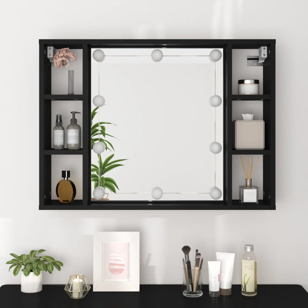 Spiegelschrank mit LED Schwarz 76x15x55 cm - Pazzar.ch