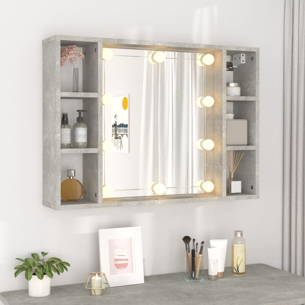 Spiegelschrank mit LED Betongrau 76x15x55 cm - Pazzar.ch
