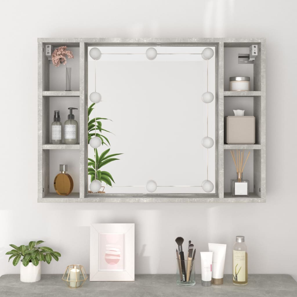 Spiegelschrank mit LED Betongrau 76x15x55 cm - Pazzar.ch