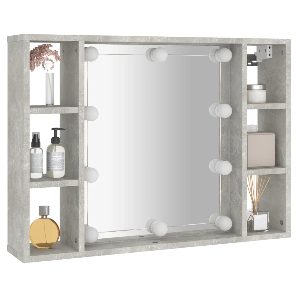 Spiegelschrank mit LED Betongrau 76x15x55 cm - Pazzar.ch