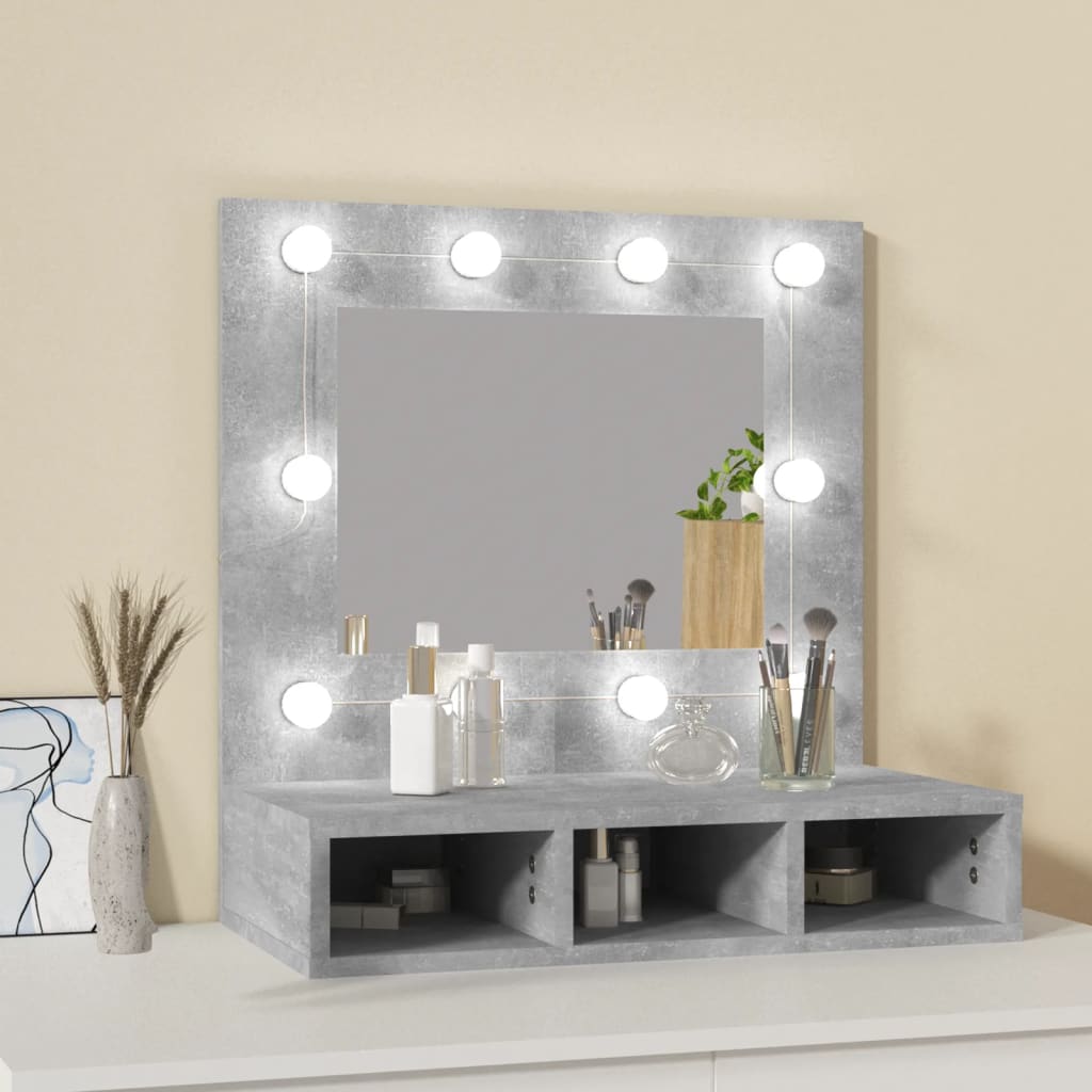 Spiegelschrank mit LED Betongrau 60x31,5x62 cm - Pazzar.ch