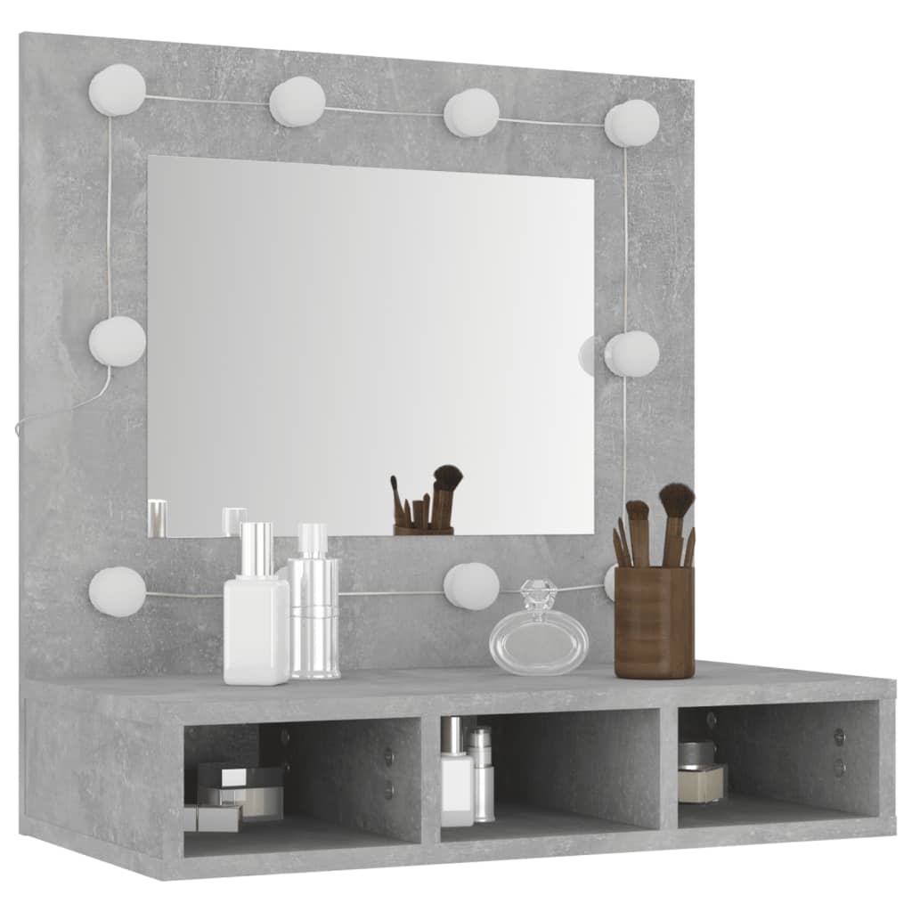Spiegelschrank mit LED Betongrau 60x31,5x62 cm