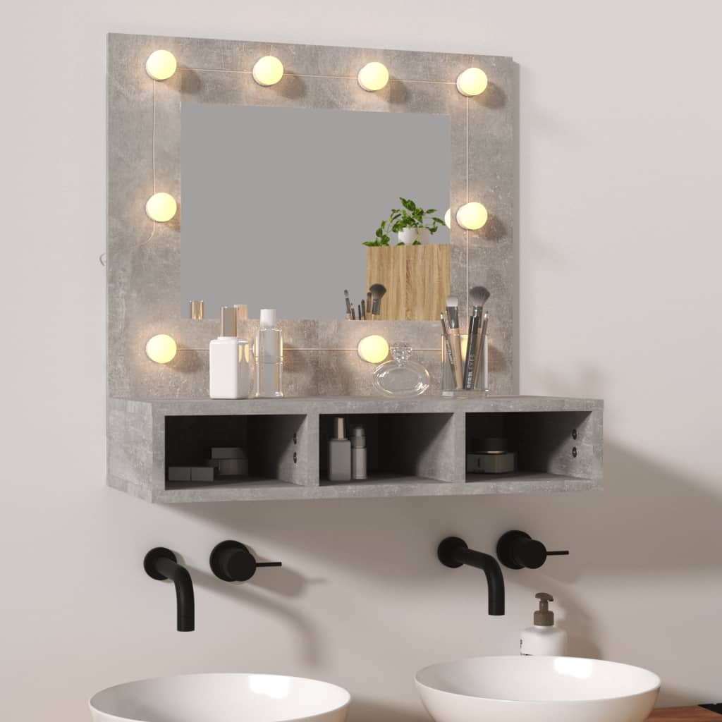 Spiegelschrank mit LED Betongrau 60x31,5x62 cm - Pazzar.ch