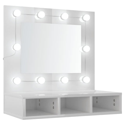 Spiegelschrank mit LED Hochglanz-Weiß 60x31,5x62 cm - Pazzar.ch