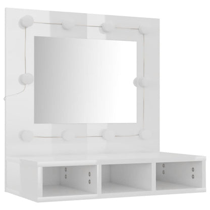 Spiegelschrank mit LED Hochglanz-Weiß 60x31,5x62 cm - Pazzar.ch