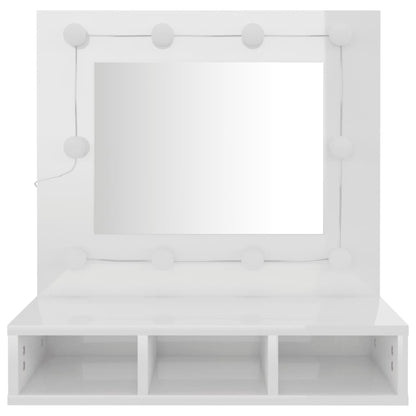 Spiegelschrank mit LED Hochglanz-Weiß 60x31,5x62 cm - Pazzar.ch