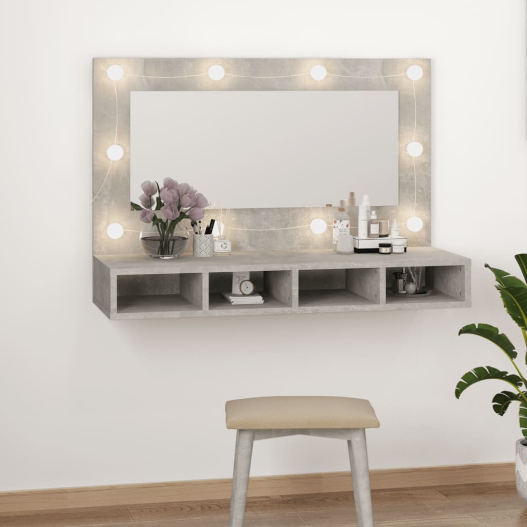 Spiegelschrank mit LED Betongrau 90x31,5x62 cm - Pazzar.ch