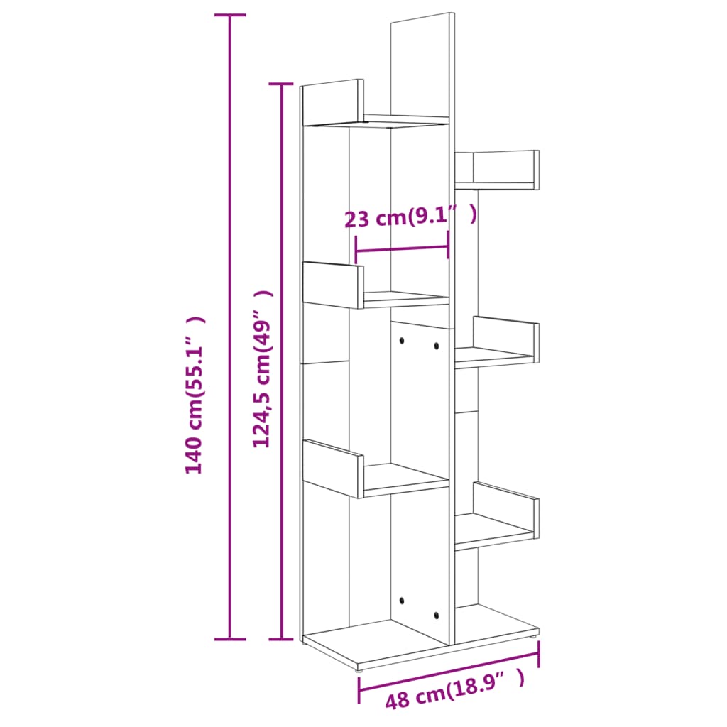 Bücherregal Betongrau 48x25,5x140 cm Holzwerkstoff - Pazzar.ch