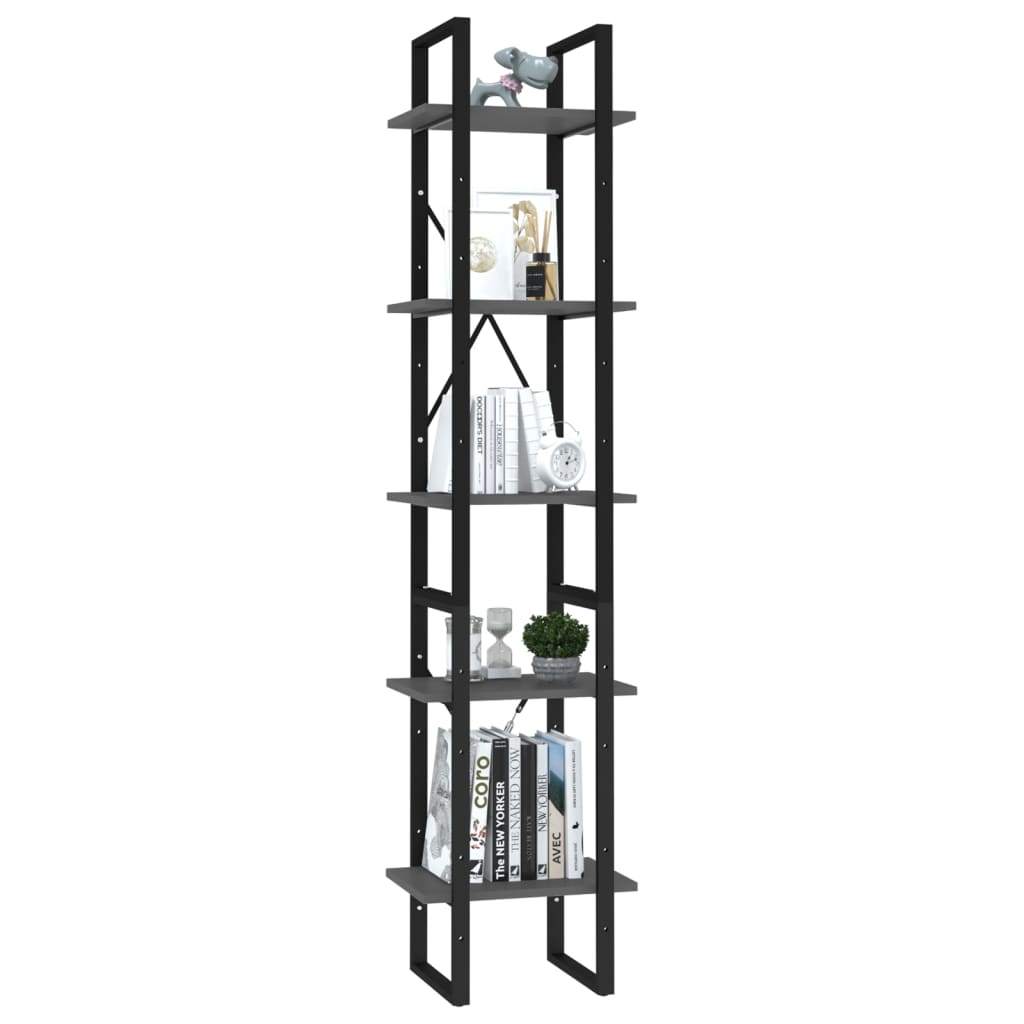 Bücherregal 5 Fächer Grau 40x30x175 cm Holzwerkstoff - Pazzar.ch