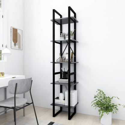 Bücherregal 5 Fächer Grau 40x30x175 cm Holzwerkstoff - Pazzar.ch