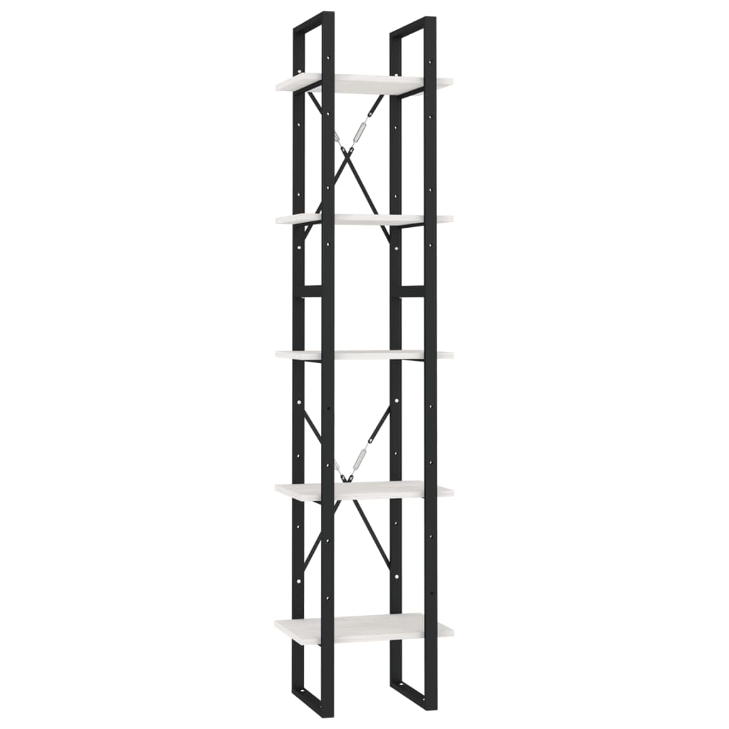 Bücherregal 5 Fächer Weiß 40x30x175 cm Massivholz Kiefer - Pazzar.ch