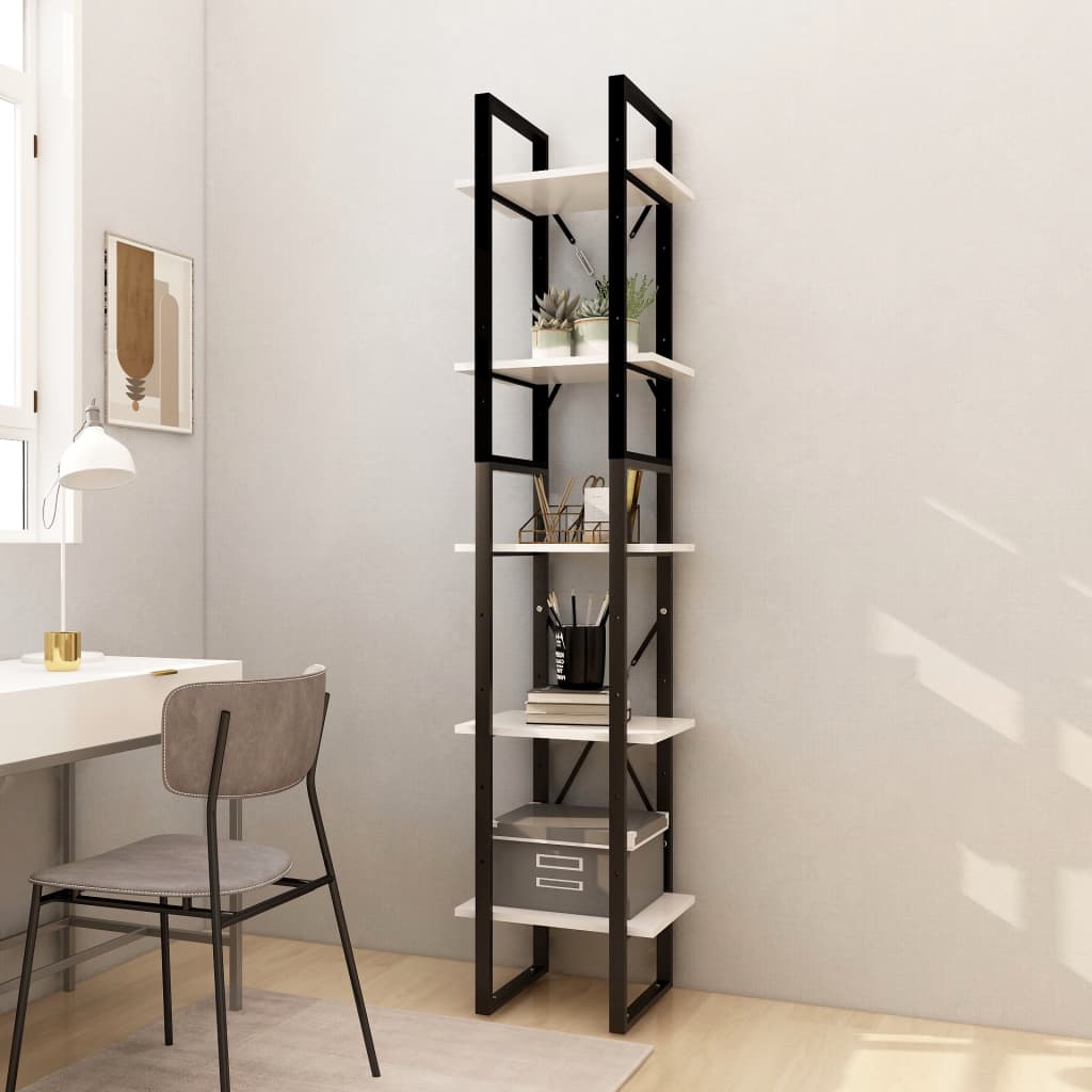 Bücherregal 5 Fächer Weiß 40x30x175 cm Massivholz Kiefer - Pazzar.ch