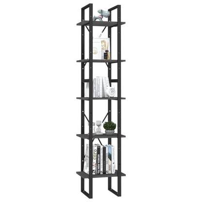 Bücherregal 5 Fächer Grau 40x30x175 cm Massivholz Kiefer - Pazzar.ch