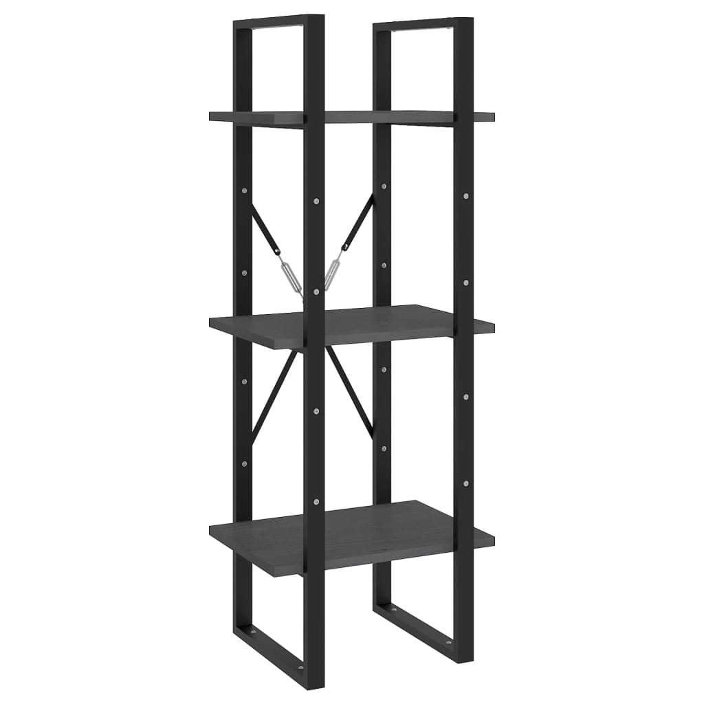 Bücherregal 5 Fächer Grau 40x30x175 cm Massivholz Kiefer - Pazzar.ch
